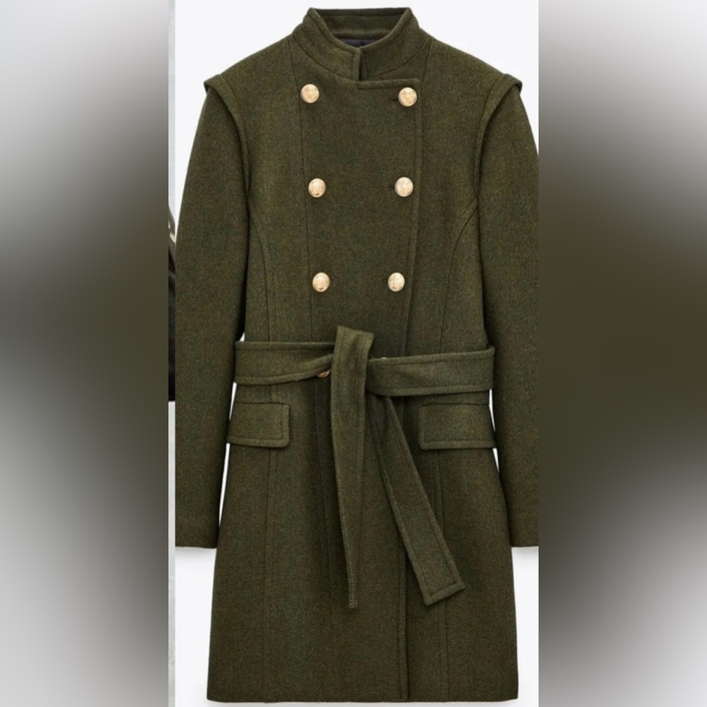 ZARA Double Breasted Wool Blend Coat